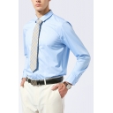 Leisure Shirt Pure Color Point Collar Long-Sleeved Slim Fitted Button Front Shirt for Men