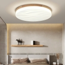 1 Light Ceiling Lamp Contemporary Style Round Shape Wood Flush Mount Chandelier