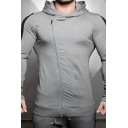 Popular Guys Hoodie Striped Print Hooded Long-sleeved Pocket Skinny Oblique Zipper Hoodie