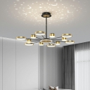 13 Light Hanging Ceiling Light Minimalism Style Ring Shape Metal Chandelier Lighting