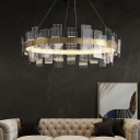 Round Pendant Lighting Modern Style Glass Material Pendant Light Kit for Living Room