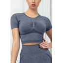 Street Look Women Contrast Line Ruched Short Sleeve Slimming Crop Tee Shirt