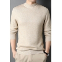 Leisure Men's Sweater Pure Color Long Sleeve Mock Neck Regular Pullover Ribbed Hem Sweater