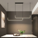 2 Lights Minimalism Style Linear Shape Metal Ceiling Pendant Light