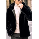 Edgy Solid Pocket Detailed Hooded Long-Sleeved Regular Zip Up Leather Fur Jacket for Boys