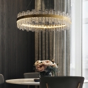 LED Crystal Chandelier Light Fixture Minimal Round for Living Room