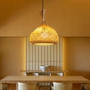 1 Light Ultra Modern Style Geometric Shape Rattan Hanging Ceiling Light