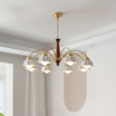 Wood Minimalism Chandelier Pendant Light with Shade for Living Room