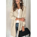 Fashionable Ladies Pure Color Notched Collar Open Front Long Sleeve Regular Fit Blazer