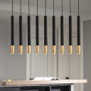 Black Cylinder Suspended Lighting Fixture Modern Metal for Dinning Room