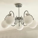 Silver 6 Light French Medieval Style Glass Chandelier for Bedroom and Living Room