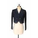 Girlish Pure Color Lapel Collar Long-sleeved Double Buttons Blazer for Women