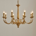 French Pure Copper Candlestick Chandelier for Living Room and Dining Room
