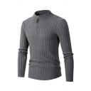 Fashion Sweater Pure Color Zip Design Long-sleeved Stand Collar Pullover Sweater For Boys