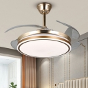 Modern Simple LED Ceiling MountedFan Light with Acrylic Shade for Bedroom