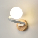 Modern Simple Wood Art Magic Beans Glass Wall Lamp for Bedroom