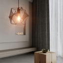 1 Light Antique Style Geometric Shape Metal Hanging Pendant Lights