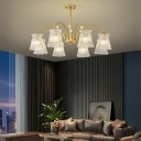 American Style Light Luxury Crystal Chandelier with Glass Shade for Bedroom and Living Room