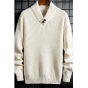 Fashion Sweater Solid Color Long-sleeved V Neck Regular Pullover Knitted Sweater for Men