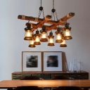 8 Lights Industrial Vintage Ship Wood Chandelier for Restaurant and Bar