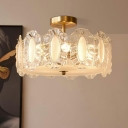 8 Light Ceiling Lamp Minimalism Style Drum Shape Metal Semi Flush Mount Lighting