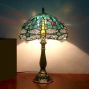European Pastoral Retro Green Dragonfly Table Lamp for Bedroom and Living Room