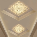 LED Crystal Square Flushmount Ceiling Light with Hole 2-4'' Dia for Aisle and Entrance