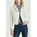 Classic Ladies Whole Colored Zip Pocket Long-Sleeved Lapel Collar Fitted Zip Down Jacket