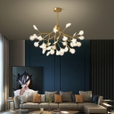Nordic Light Luxury Full Copper Firefly Chandelier for Living Room and Bedroom