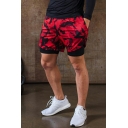 Boys Street Look Camouflage Print Mid Rise Slim Fitted Elastic Waist Double Layer Shorts
