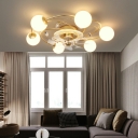 9 Light Minimal Style Globe Shape Metal Flush Ceiling Light Fixtures