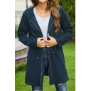 Women Novelty Whole Colored Long Sleeve Hooded Regular Zip Placket Jacket