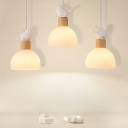 1 Light Minimalist Style Dome Shape Wood Pendant Light Fixtures