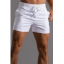 Men Stylish Pocket Drawstring Elastic Waist Mid Rise Slim Fitted Pocket Shorts