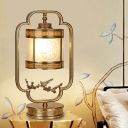 1 Light Traditional Style Cylinder Shape Metal Night Table Lamps