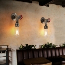 2 Lights Industrial Style Pipe Shape Metal Wall Mounted Lights