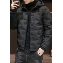 Urban Mens Whole Colored Pocket Long Sleeves Hooded Regular Fitted Zip Down Jacket