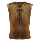 Creative Whole Colored Lace-up V-neck Relaxed Sleeveless Vest for Boys