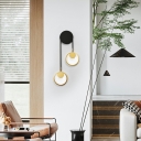 2 Lights Post Modern Metal Ring Wall Light in Black for Aisle and Bedroom