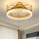 Metal and Crystal Ceiling Fans LED Minimalism Creative for Kid's Room