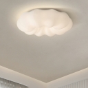 Contemporary Flush Mount Ceiling Light Fixtures White Drum for Kid's Room