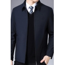 Business Casual Jacket Men's Solid Color Long Sleeve Lapel Zipper Jacket