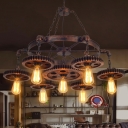 Industrial Style Retro Wrought Iron Chandelier for Restaurant and Bar
