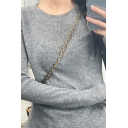Modern Women's Solid Color Round Neck Long Sleeve Regular Fitted Knit Top