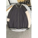 Stylish Stripe Pattern Pocket Long Sleeve Stand Collar Relaxed Baseball Jacket for Boys