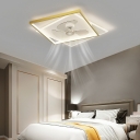LED Simple Double Layer Square Ceiling Fan Light for Bedroom and Living Room