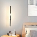 LED Minimalist Personality Strip Pendant Light in Black for Dining Room and Bedroom