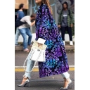 Fashionable Ladies Paisley Print Lapel Collar Fitted Long Sleeve Open Front Trench Coat