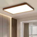 1 Light Minimalistic Style Geometric Shape Wood Flush Mount Ceiling Light