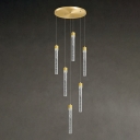 Minimalism Hanging Pendant Lights Cylinder Crystal for Living Room